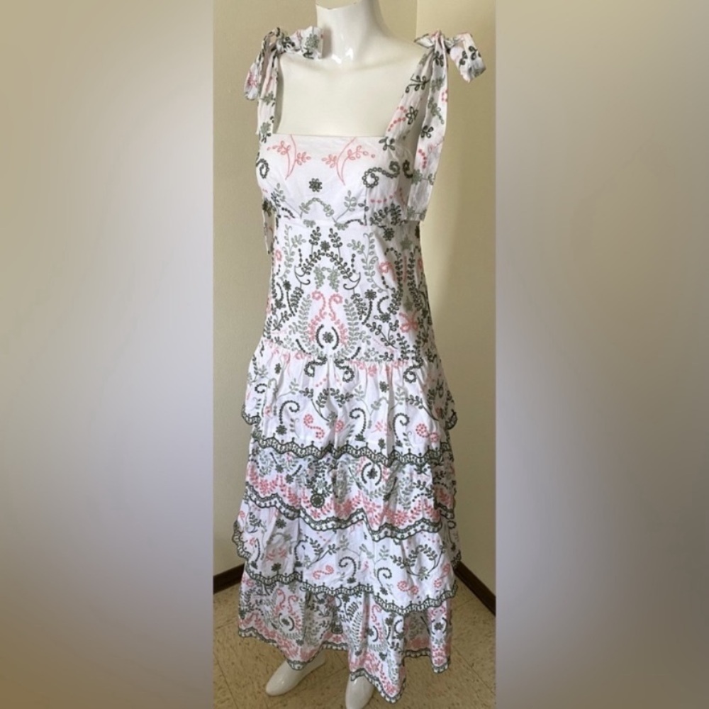 White Floral Tie-Shoulder Maxi Dress